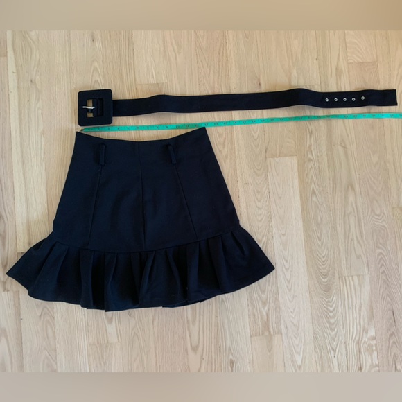 Black Ruffle Mini Skirt with Belted Waist - Cinched and Elegant - Picture 5 of 5